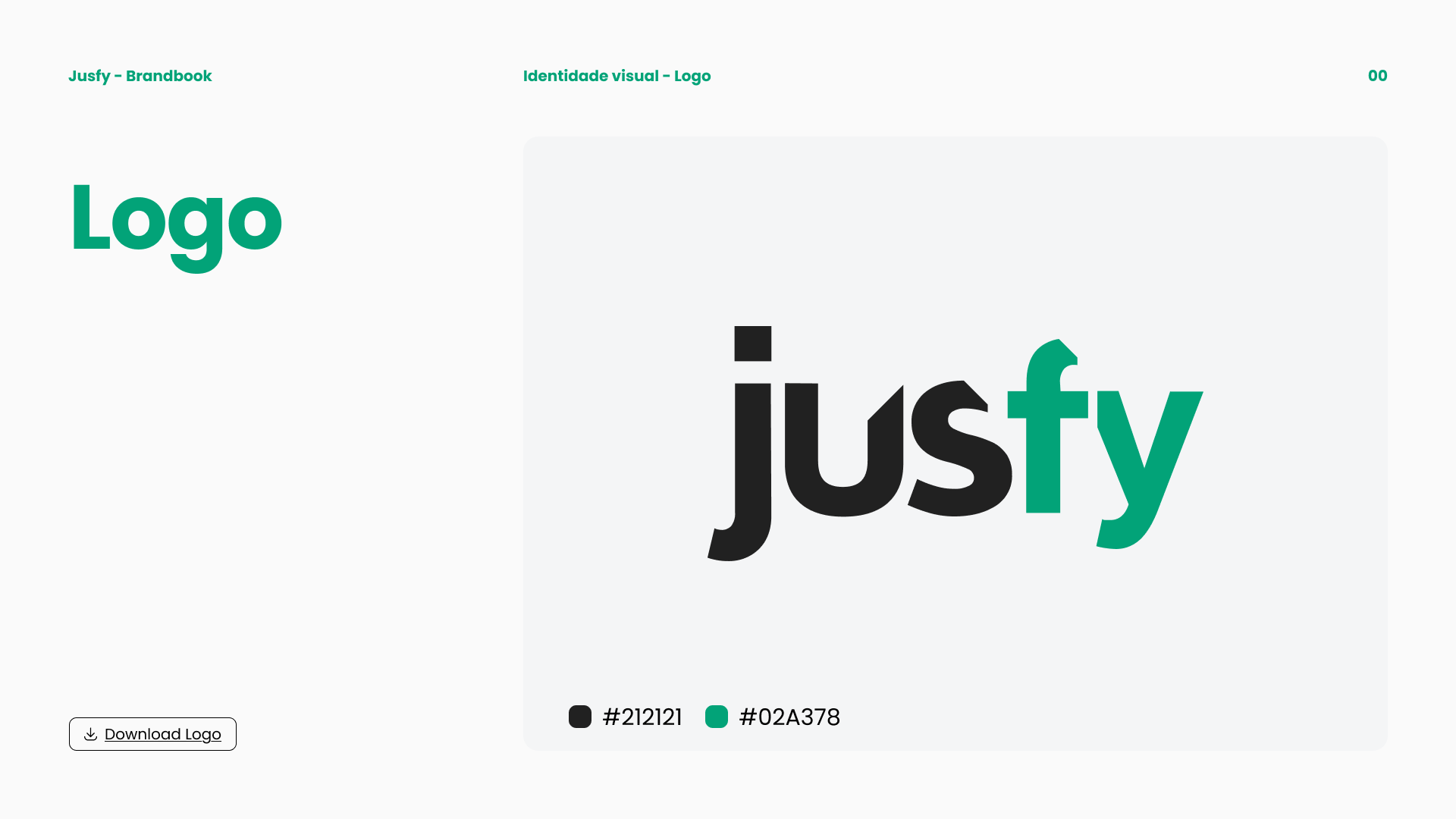 Jusfy logo construction and brand colors